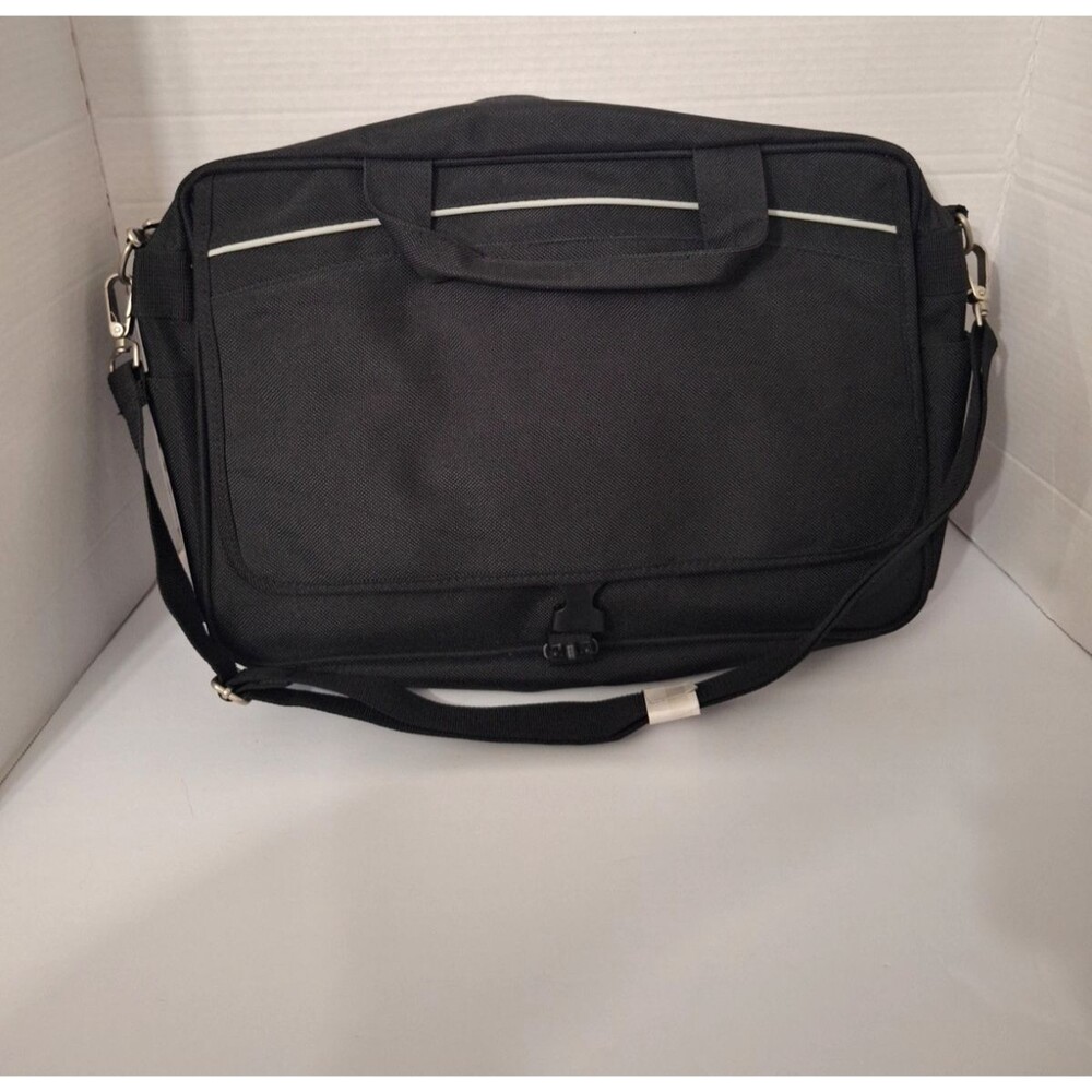 Soren Black Canvas Briefcase Messenger Security Fast Pass Laptop Bag -NEW